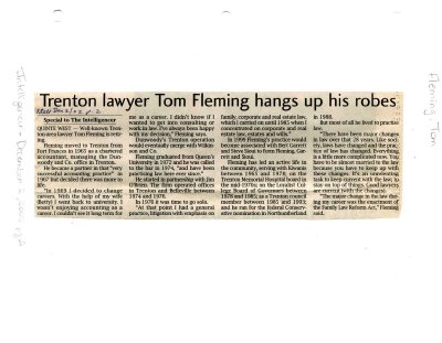 Trenton lawyer Tom Fleming hangs up his robes