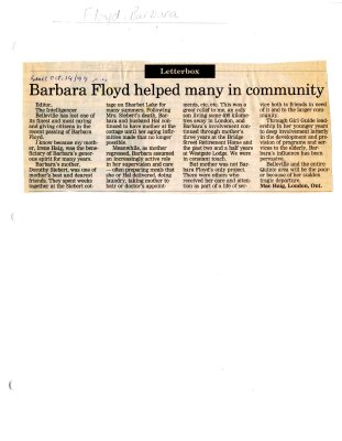 Barbara Floyd helped many in community