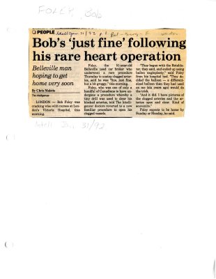 Bob's &quot;just fine&quot; following his rare heart operation