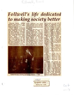 Remember When: Follwell's life dedicated to making society better