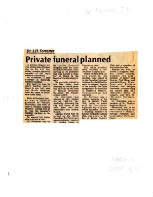 Private funeral planned