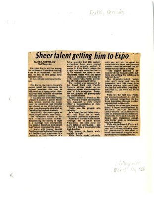 Sheer talent getting him to Expo