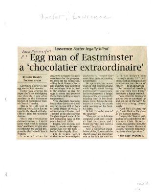 Egg man of Eastminster a &quot;chocolatier extraordinaire&quot;