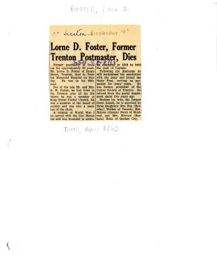 Lorne D Foster, former Trenton postmaster, dies