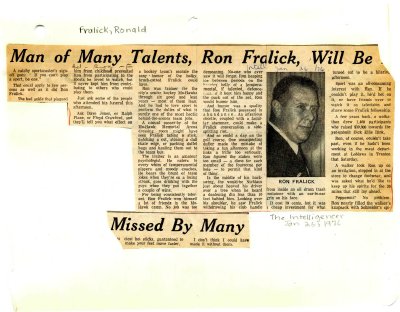 Man of many talents, Ron Fralick, will be missed by many