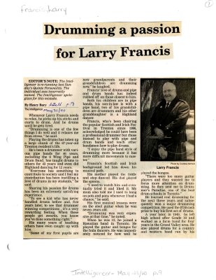 Drumming a passion for Larry Francis