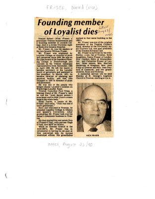 Founding member of Loyalist dies