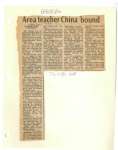 Area Teacher China Bound