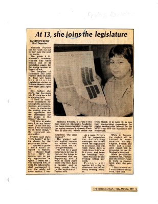 At 13 she joins the legislature