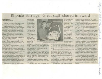 Rhonda Barriage: &quot;Great staff&quot; shared in award