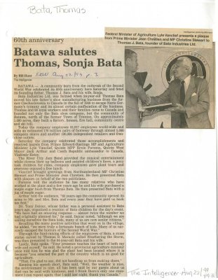 Batawa salutes Thomas, Sonja Bata