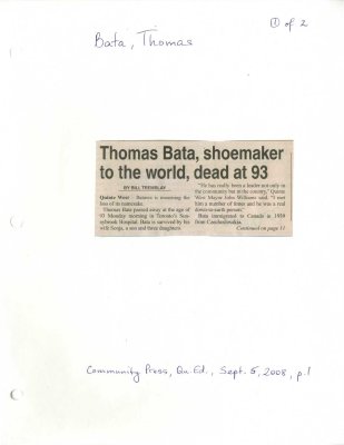 Thomas Bata, shoemaker to the world, dead at 93