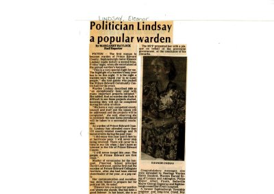 Politician Lindsay a popular warden