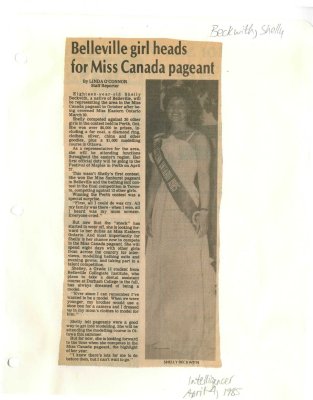 Belleville girl heads for Miss Canada pageant