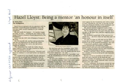 Hazel Lloyst: being a mentor 'an honour in iteself'