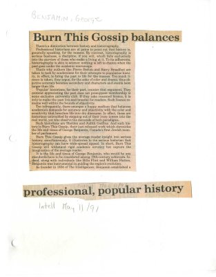 Burn This Gossip balances professional, popular history