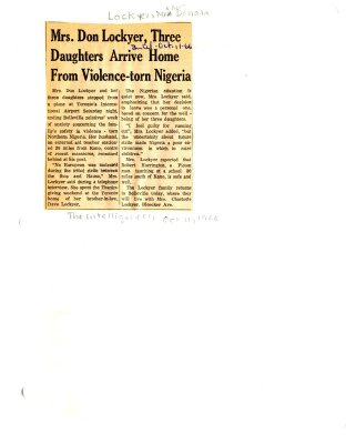 Mrs. Don Lockyer, three daughters arrive home from violence-torn Nigeria