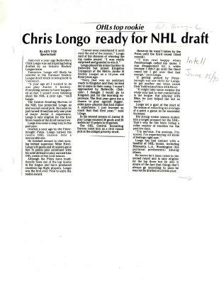 Chris Longo ready for NHL draft