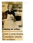 Lobbying for writiers - Janet Lunn chairs Canadian union for writers