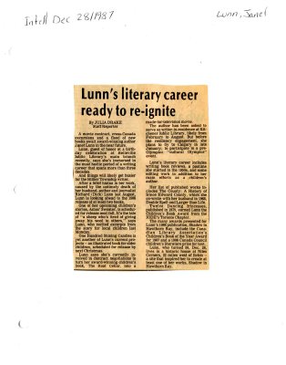 Lunn's literary career ready to re-ignite