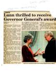 Lunn thrilled to receive Governor General's award