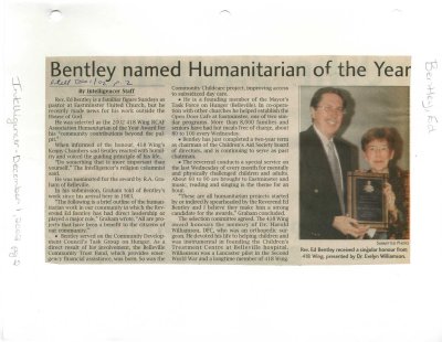 Bentley named Humanitarian of the Year