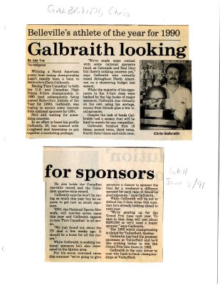 Galbraith looking for sponsors