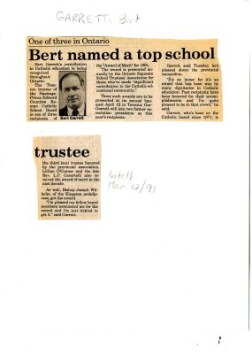 Bert named a top school trustee