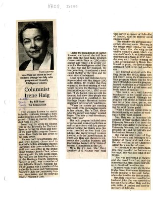 Columnist Irene Haig