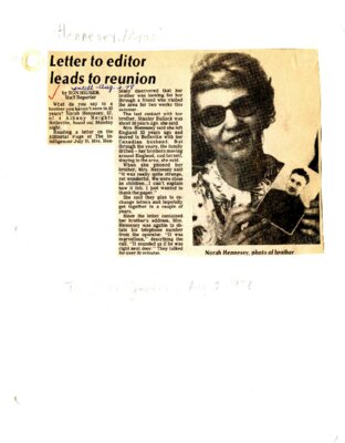 Letter to editor leads to reunion