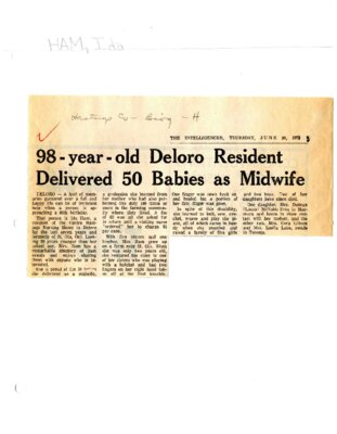 98 year old Deloro resident delivered 50 babies as midwife