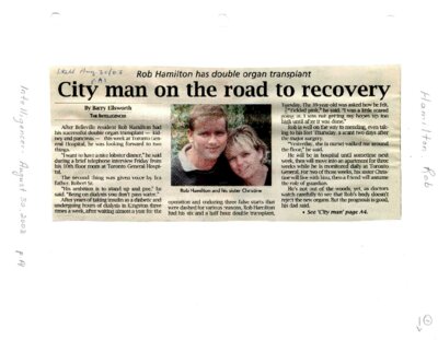 City man on the road to recovery