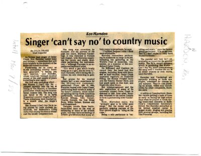 Singer 'can't say no' to country music