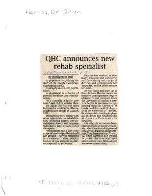 QHC announces new rehab specialist