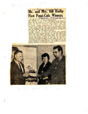 Mr and Mrs Bill Haslip first Pepsi-Cola winners