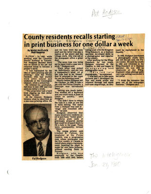 County residents recalls starting in print business for one dollar a week