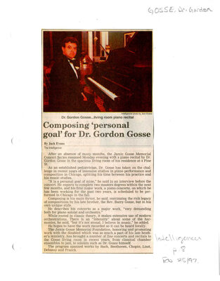 Composing &quot;personal goal&quot; for Dr. Gordon Gosse