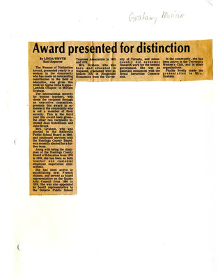 Award presented for distinction