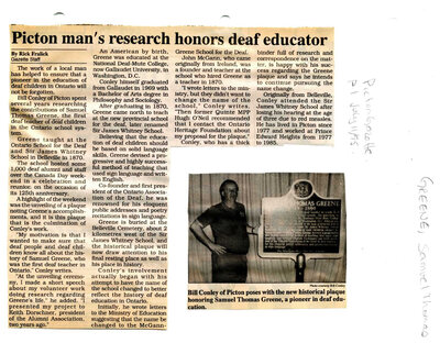 Picton man's research honors deaf educator