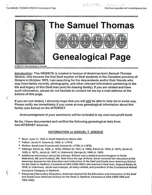 The Samuel Thomas Greene Genealogical Page