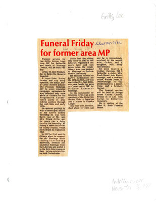 Funeral Friday for former area MP