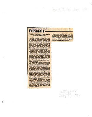 Funerals - Lt. Col. James Willis Howard