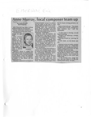 Anne Murray, local composer team up