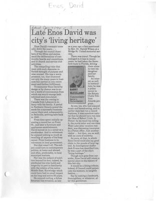 Late Enos David was city's 'living heritage'