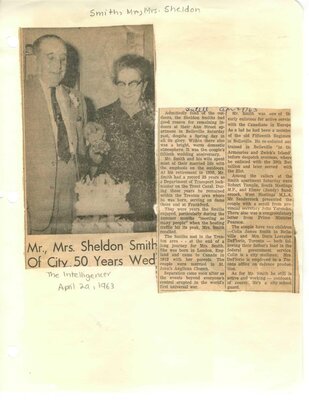 Mr., Mrs. Sheldon Smith of city 50 years wed