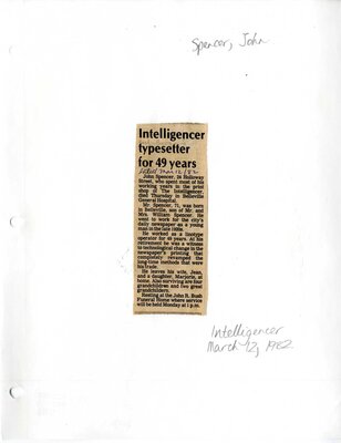 Intelligencer typesetter for 49 years