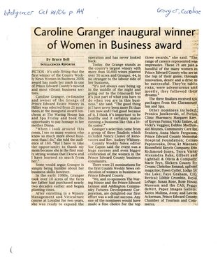 caroline Granger inaugural winner of Women in Business award