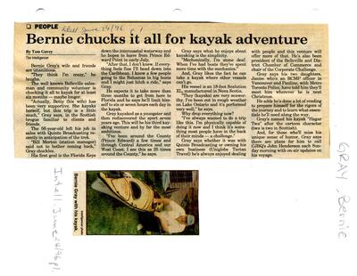 Bernie chucks it all for kayak adventure