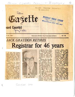 Jack Graydon Retires REgistrar for 46 Years