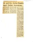 Mr. and Mrs. Archie Greatrix Mark Golden Anniversary